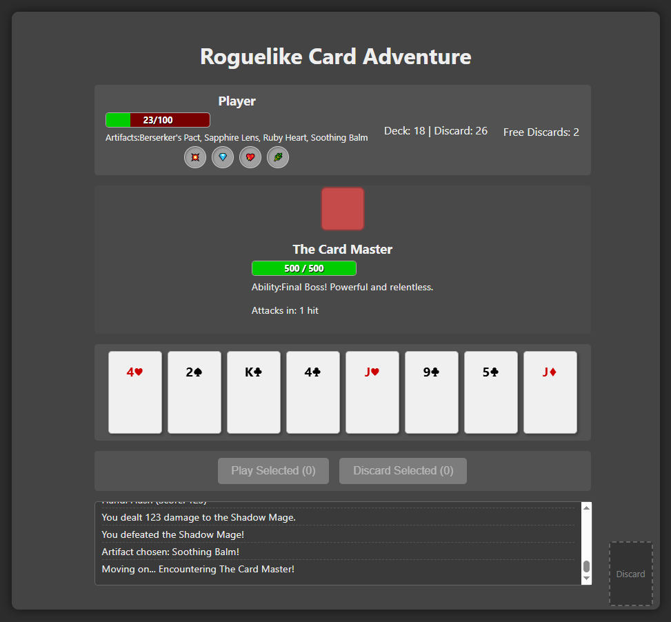 Roguelike Card Adventure game UI